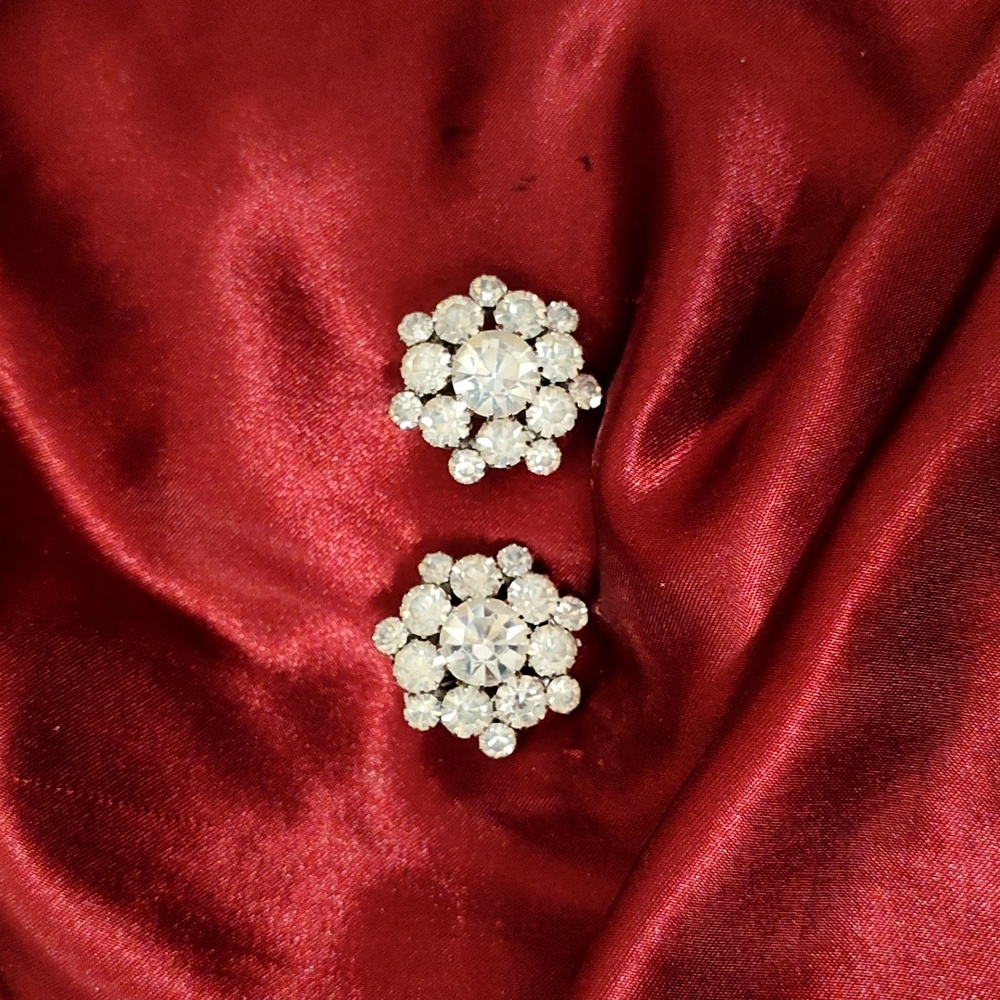 Vintage Judy Lee Silver Tone Crystal Clip-On Earrings